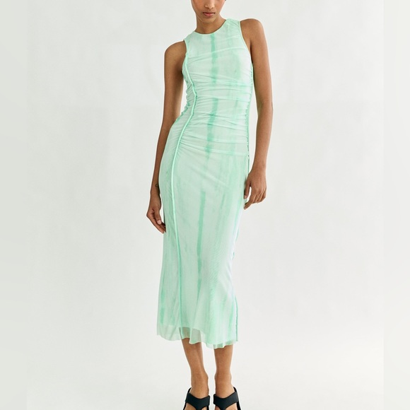 Zara | Dresses | Zara Printed Tulle Midi Dress Apple Green Nwt | Poshmark